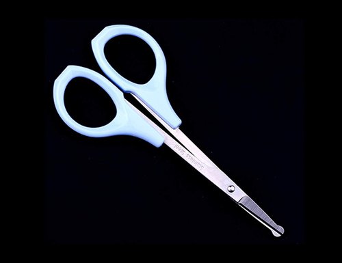 SHINING CROWN 4 Inch Premium Nose & Ear Hair Scissors, Safety Blades with Rounded Tip for Trimming Kid's & Adult's Nails, Facial & Eyebrow Hair