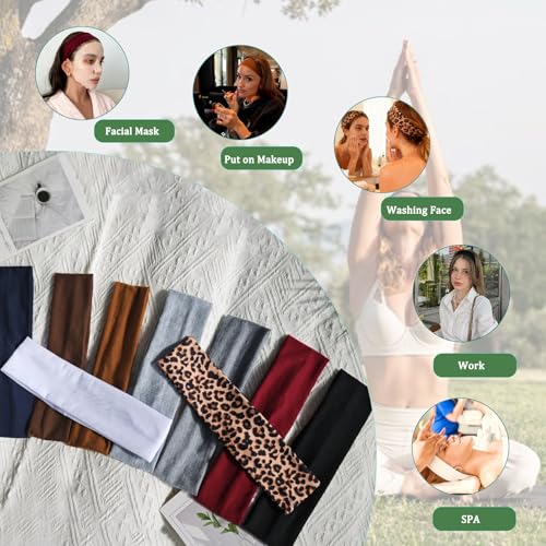 9 Pack Headbands For Women Non Slip Elastic Womens Headbands Head Bands For Women's Hair Soft Cotton Cloth Fashion Headband For Daily Workout Sports Running Yoga