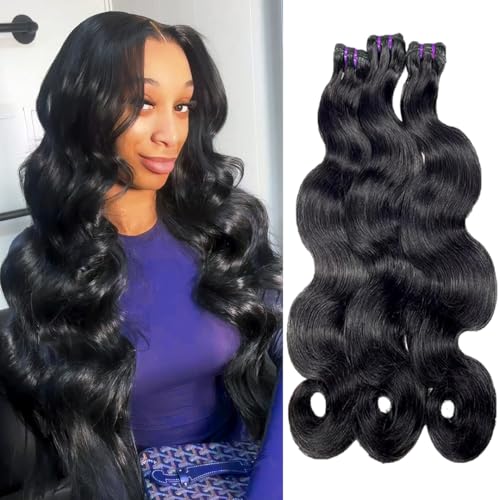 16A Raw Body Wave Human Hair Bundles 20 22 24 Inch Brazilian Virgin 100% Unprocessed 3 Bundles Human Hair Hight Quality Hair for Black Women Natural Color