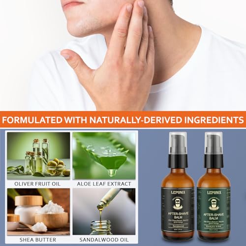 After Shave Balm for Men, Luxury After Shave Lotion for Mens Skin Care with Eucalyptus & Mint/Sandalwood - Cooling, Hydrating and Razor Bump Relief, Post Shave Balm Perfection for Soothe Skin