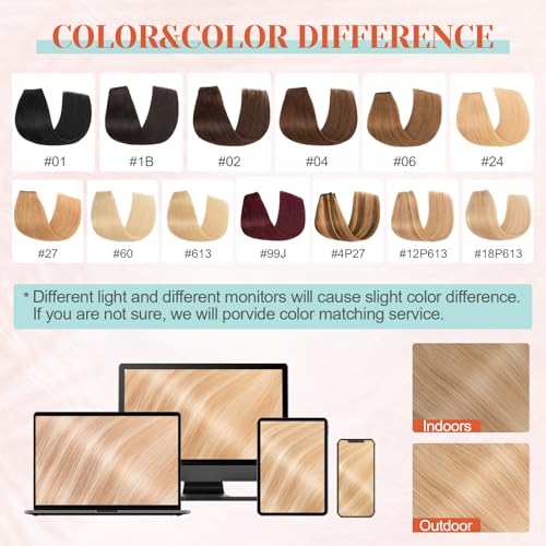 Benehair Halo Blonde Hair Extensions Real Human Hair Halo Extensions for Women 100% Human Hair Invisible Wire Hair Extensions Ash Blonde Highlights Bleach Blonde #18P613 22"