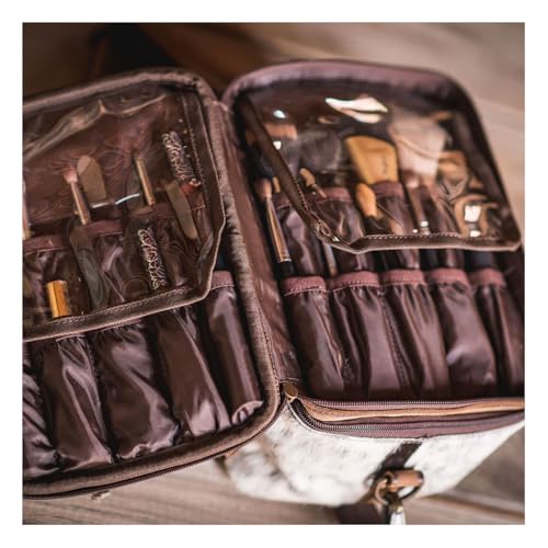 STS Cowhide Cosmetic Case Glamour Makeup Organizer, Color: Tornado/Cowhide (STS-30888)