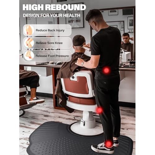 Lanstics 3.3ft. x 5ft. Salon Floor Mat, Anti Fatigue Barber Shop Chair Mat for Hair Stylist Barber Station Mat Beauty Floor Mats for Barber Chair Office Comfort Floor Mat for Salon & Barber