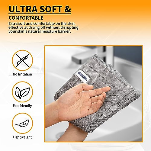 HOMERHYME Microfiber Hand Bath Towels, 6 Pack 25''*15'' Grey Bathroom Hand Towels, All-Purpose Quick Dry Lint Free Soft Absorbent Checkered Washcloth Fingertip Towels Bulk for Travel Gym Hotel