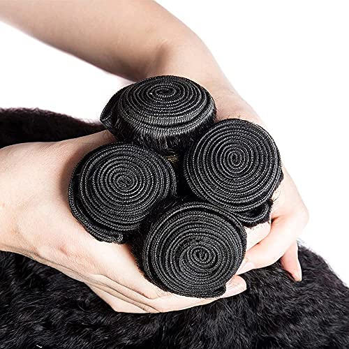 14 16 18 Inch Yaki Straight Bundles Human Hair Bundles #1B Nature Black Kink Straight Bundle Unprocessed Brazilian Virgin Weave Hair 3 Bundle 50 Gram Per Bundle for Woman