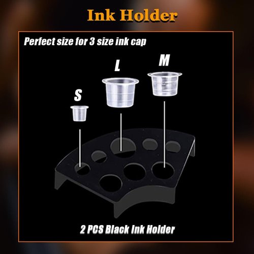 600pcs Tattoo Ink Caps with 2pcs Tattoo Ink Cups Holder - SML Mixed Size Tattoo Pigment Caps with Wide Cup Edge Ink Set Tattoo Supplies…
