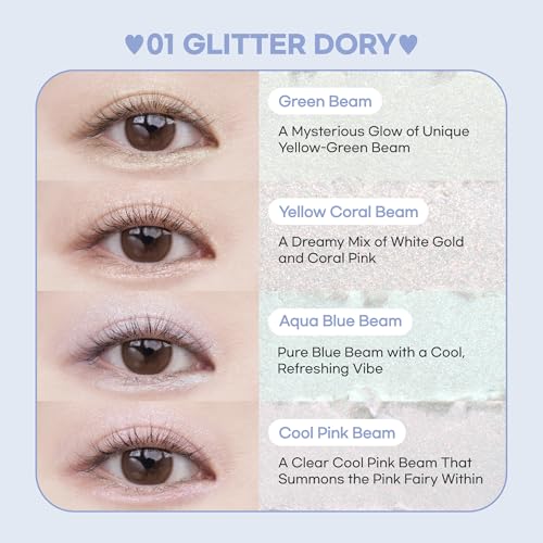 COLORGRAM TINTIN DORY EYESHADOW PALETTE 01 GLITTER DORY | 4 Color Compact Palette with Silky Smooth Texture & Strong Pigmentation | Travel-Friendly Collectible with Vibrant Shades