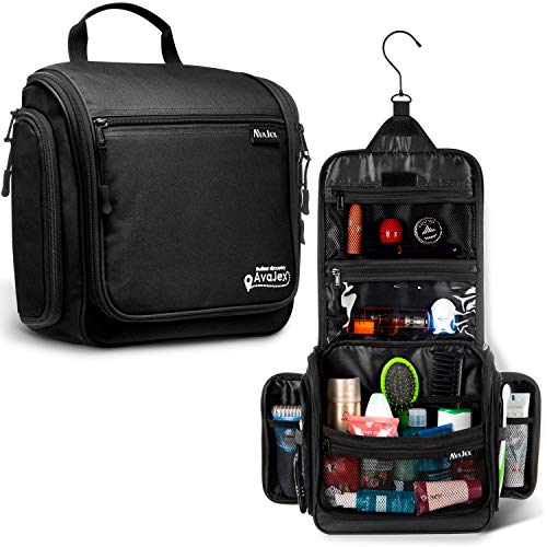 Travel Toiletry Bag for Men and Women - (10.6¡±x10.6¡±x3.2¡±) Large Hanging Toiletry Organizer - Waterproof Hygiene Bag with Metal XXL Swivel Hook, with Sturdy Zippers and 19 Compartments for Toiletries