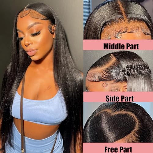 MYSTERY Straight Lace Front Wigs - Human Hair, 13x4 Lace Front Wigs, 150% Density HD Lace Frontal Wigs for Women - Natural Black with Baby Hair, 20 Inch