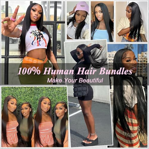 Human Hair Bundles Straight Bundles Human Hair Extensions 20 22 24 Inch 12A Brazilian Virgin 100% Unprocessed Raw Thick Straight Hair 3 Bundles Human Hair Natural Color