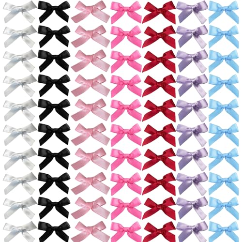 70PCS Mini Hair Bows for Women Girls,Pink Bows for Hair Red Hair Bows Ribbon Bowknots Hairclips Pink Ribbon Bows Black Satin Bow Hair Clips for Hair Design
