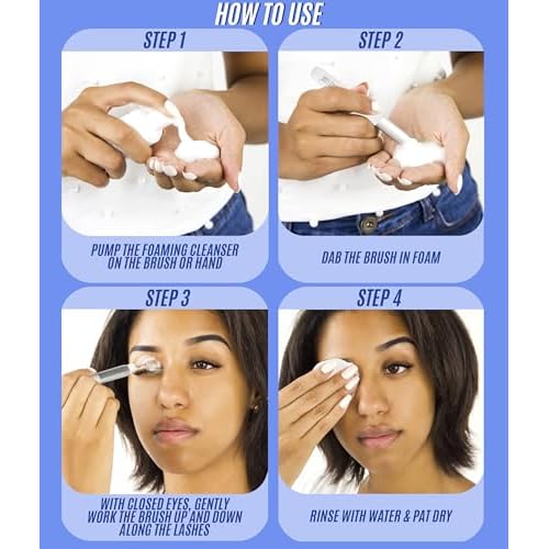 STACY LASH Eyelash Extension Shampoo + Brush / 1.69 fl.oz / 50ml / Eyelid Foaming Cleanser/Wash for Extensions & Natural Lashes/Safe Makeup Remover/Supplies for Professional & Home Use
