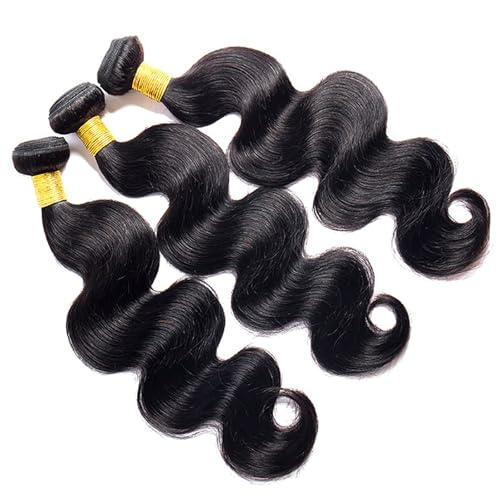 Human Hair Bundles Body Wave 100% Unprocessed Brazilian Virgin Hair Body Wave 3 Bundles Quick Weave Human Hair Extensions for Black Women Natural Black 16 16 16 Inch