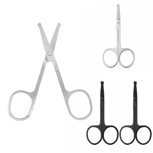 4-Pack Nose Hair Scissors Premium, featuring Curved Safety Blades and Rounded Tips, are Ideal for Trimming Nose Hair, Eyebrows, and More