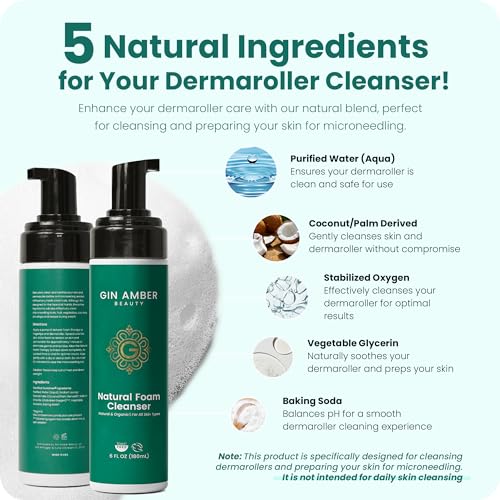 Gin Amber Beauty Natural Foaming Face Wash for Women & Men ? Gentle Facial Cleanser for Skincare Tools & Daily Use - (6 Fl oz - 180 ml)