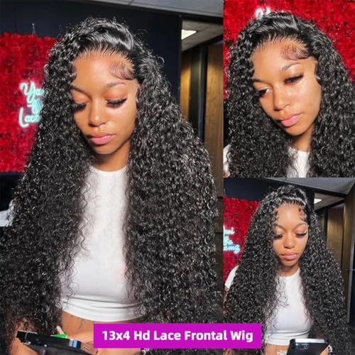 34 Inch Deep Wave Lace Front Wigs Human Hair Wig for Woman 13x4 Hd Deep Curly Lace Front Wig Human Hair Pre Plucked Deep Wave Lace Frontal Wigs