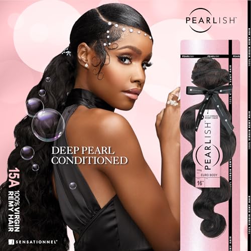 Sensationnel Pearlish bundle human hair - euro body deep pearl conditioned 15a soft remy beauty supply sew in or glue on bundles (24 Inch, NATURAL/BLACK)