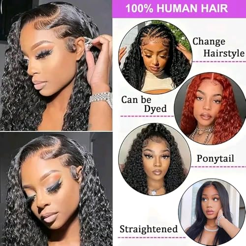 V Part Wigs Human Hair Burmese Curly Glueless Wig Human Hair 200% Density Wet And Wavy Water Wave V Part Wig With Drawstring And Spiral End Beginner Friendly Blend Curly Natural Black