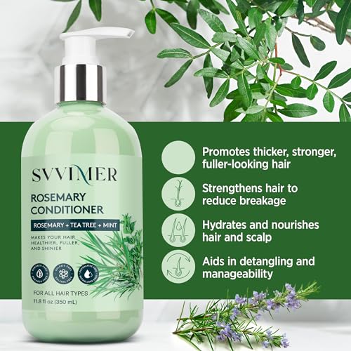 Svvimer Rosemary Hair Growth Conditioner: Thickening Moisturizing Product with Biotin for Women Men - for Damaged Dry Thinning Hair 11.8 fl.oz