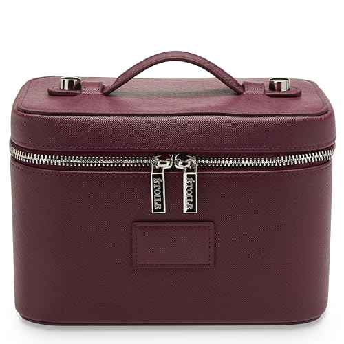 ETOILE - Mini Vanity Case Burgundy - Stylish Travel Makeup Bag Organizer With Removable Dividers