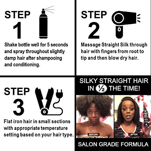 Straight Silk Spray with Moroccan Argan Oil | Hair Straightening Protector & Detangler | Alcohol-Free | Heat Protectant up to 450¡ÆF | Flat-Iron | Blow-Dry | Unscented | Hair Spray | MADE IN USA (64oz)