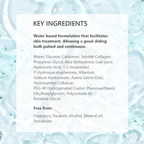 Hydrating Microcurrent Conductive Gel, Fragrance-Free, Paraben-Free, Gel Primer with Hyaluronic Acid, Non-irritating, Moisturizing Gel for RF, 300g Tube, Clear