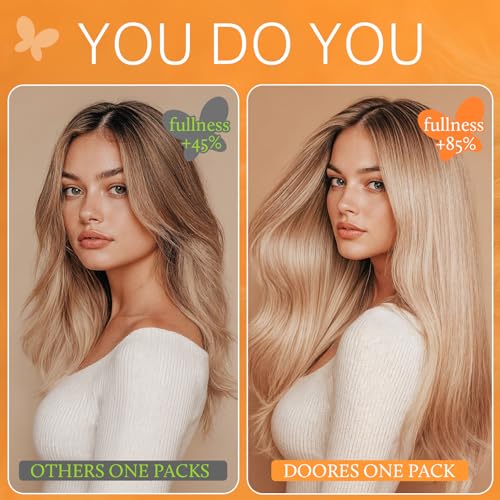DOORES Hair Extensions Clip in Human Hair, Light Dark Brown 22 Inch 150g 9pcs, Natural Real Extensions Clip in Thick straight Weft