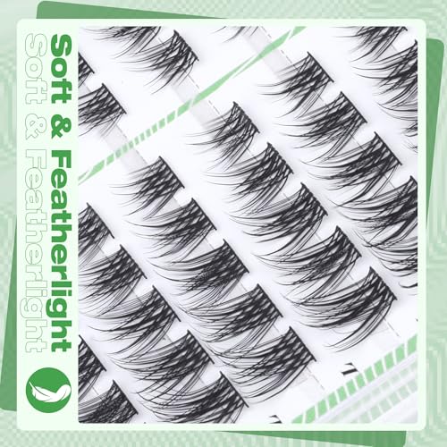 Cat Eye Lash Clusters Natural Eyelash Extension Half Lashes Wispy Individual Lash Extensions Pesta?as postizas Left & Right Eyelashes Clusters C-Curly Corner Cluster Lashes Beginner-Friendly DIY Lash