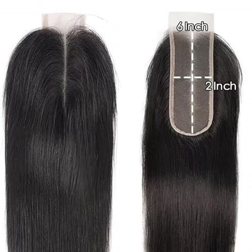 KRN 2x6 HD Lace Closure, 0.10mm Ultra-thin Invisible Swiss HD Lace Closure Pre Plucked with Baby Hair Long Deep Parting 2x6 Lace Closure Virgin Human Hair Natural Black Color 12 Inch