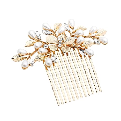 Bridal Hair Comb, The Latest Style Bridal Hair Accessories Is A Wedding Necessities, Pearl Hair Accessories for The Bride and Her Bridesmaids (Gold)