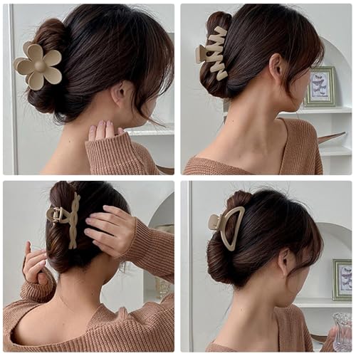 8PCS Hair Clips for Women, Flower Claw Clips for Thin Thick Curly Hair, Non-Slip Strong Hold Hair Jaw Clips, Summer Hair Accessories for Girls