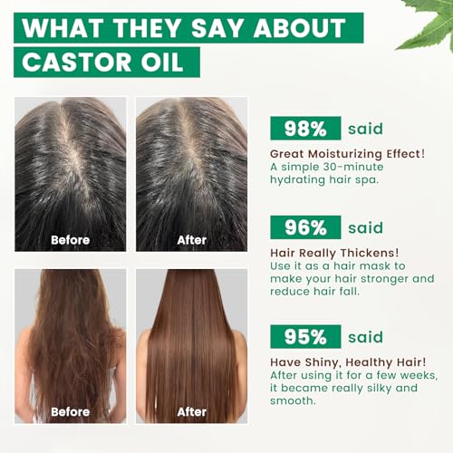 PHATOIL Organic Cold Pressed Castor Oil, 118 ml (4 fl.oz) Glass Bottle, USDA Certified Organic, Rich in Omega Fatty Acids, Ideal for Hair Growth, Eyebrows, Lashes, and Skin Care