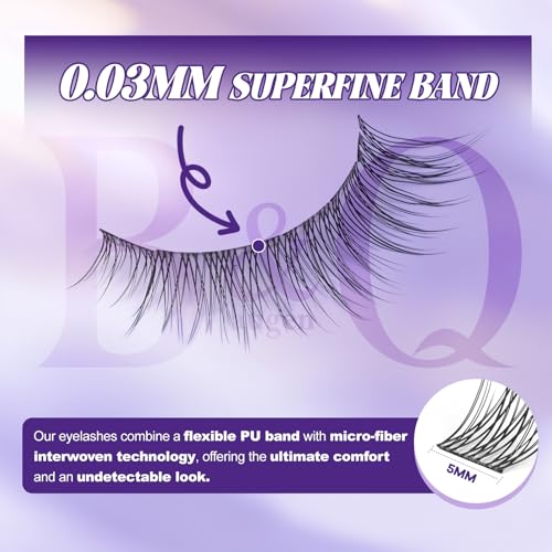 B&Q Natural Lash Clusters 02 - Cluster Eyelash Extensions, Pesta?as Postizas Naturales Style Eyelashes Comfort Fit - Day-to-Night Natural Effect - Office & Date Ready For Effortless Beauty(8-16mix)