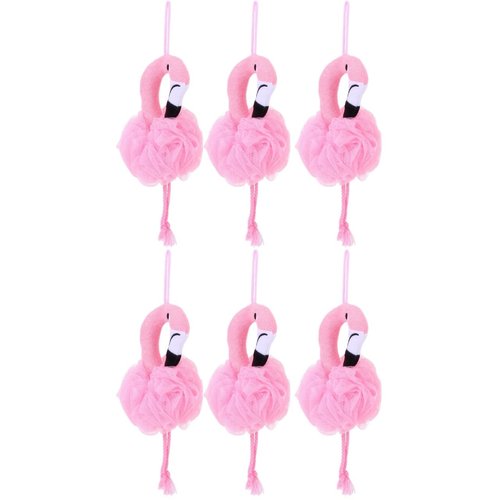 Beaupretty 6 Pcs Flamingo Bath Balls for Kids - Soft Shower Sponges for Gentle Skin Massage and Deep Cleansing Suitable for Home and Hotel Bathing 10.23X4.72X7.08 Inches