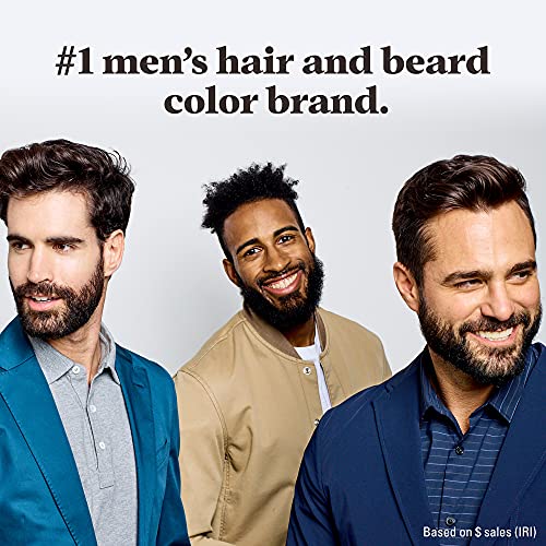 Just For Men Mustache & Beard, Beard Dye for Men with Brush Included, With Keratin Biotin Aloe and Coconut Oil for Healthy Facial Hair - Dark Brown, M-45, Pack of 3 (Packaging May Vary)