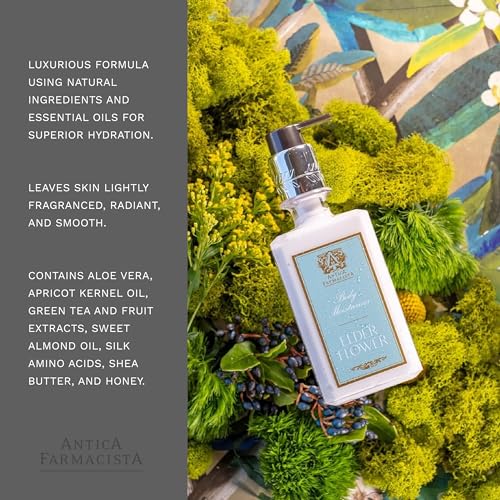 Antica Farmacista Body Moisturizer - Scented Moisturizing Lotion with Aloe Vera, Green Tea & Sweet Almond Oil - Luxury Gift for Any Occasion - Elderflower, 10 fl oz