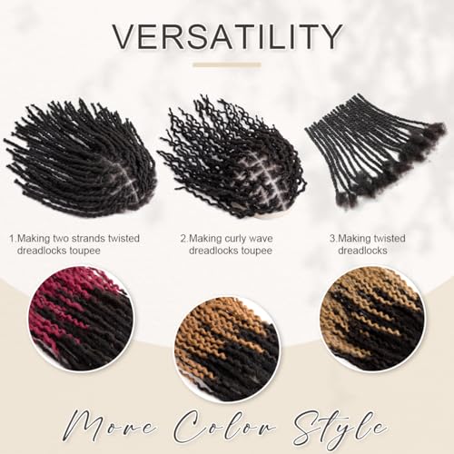 DAIXI Curly Wave Loc Extensions Human Hair, 100% Real Human Hair Dreadlock Extensions for Man/Women Handmade Permanent Dread Extensions Can Be Dyed Bleached Twisted (0.4cm, 1B, 6 Inch 70 Strands)