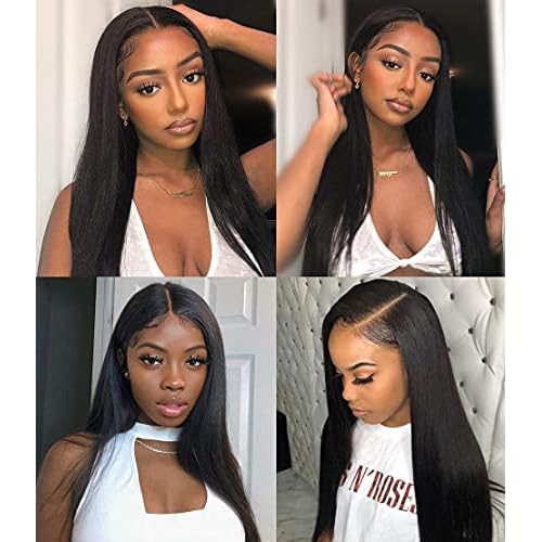 Straight Human Hair Bundles With Closure 18 20 22+16closure 100% Unprocessed Remy Brazilian Virgin Straight Hair 3 Bundles with 4x4 Free Part Closure 9A Remy Human Hair Extensions Natural Color