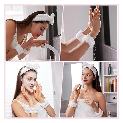 Spa Headband,Makeup Headband Set,For Face Washing Skin Care Accessories,Girls Headbands and Wristbands for Washing Face Head and Wrist Band Set