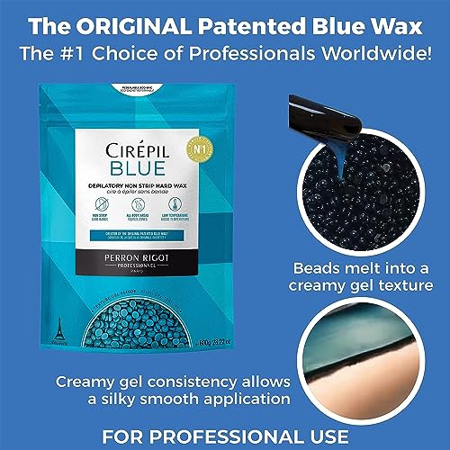 Cirepil - Blue - 400g - 14.11 oz Wax Beads Bag - All-Purpose, Unscented & No Strip Needed - Perfect for Sensitive Skin - Fluid Gel Texture, Easy Removal, Peel-Off Wax