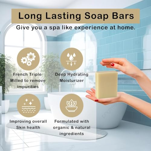 SSA Coconut Vanilla Scented Natural Soap Bars (12 Bars), 3.5oz Moisturizing French Triple Milled Bar Soap Enriched with Shea Butter, Long Lasting Plant Based Body Bath Bars for Men & Women