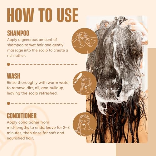 Caffeine Biotin Shampoo and Conditioner Set | 16 fl oz Each | with Batana Oil | Nourishing & Strengthening Formula | Promotes Hair Growth, Thickness & Fuller-Looking Hair