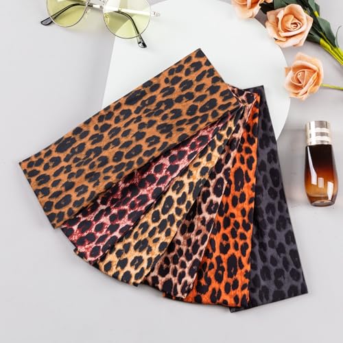 Headbands for Women Leopard Trendy Cheetah Wide Head Bands for Women's Hair Non Slip Wraps Elastic Stretchy Bandanas Workout Fashion Hair Accessories Birthday Gifts for Valentines 6PCS