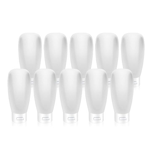 10 Pack 60ml/2oz Plastic Squeeze Tubes Travel Bottles Refillable Translucent Frosted Soft Cosmetic Container with Flip Cover for Facial Cleanser Shampoo Conditioner Lotion Toiletries
