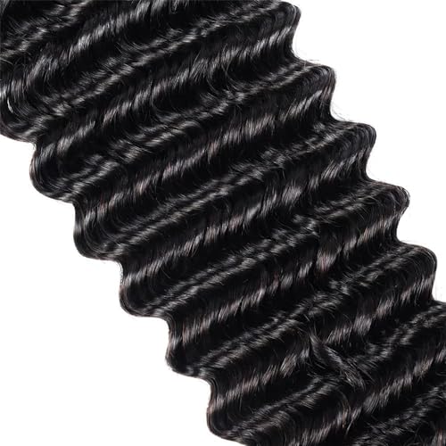 Human Braiding Hair Deep Wave Bulk for Braiding No Weft 12A Brazilian Virgin Curly Extensions for Boho Braids Wet and Wavy Hair (1B-Deep Wave, 22/200g)