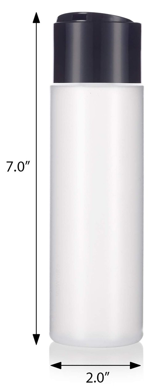 JUVITUS 8 oz / 250 ml Professional Natural Clear Refillable Plastic Squeeze Bottle with Wide Black Disc Cap Lid (12 pack)