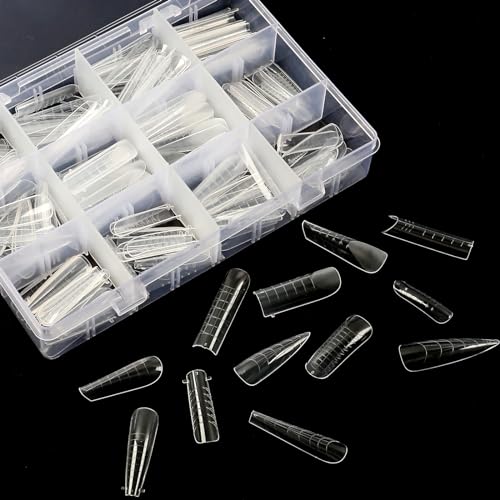 288PCS Nail Forms & Molds for French Nails, Acrylic Nail Tips, 96PCS Duet System Dual Forms Sticker Silicone Reusable Pads, 4 Styles 12 Sizes Scale for Manicure Extension