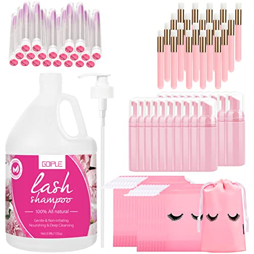 Lash Shampoo for Lash Extensions Eyelash Extension Cleanser, 3.98L Professional Eyelid Foaming Cleanser Lash Extension Kit Lash Mousse Non-lrritating Wash for Extensions Lashes Salon and Home Care