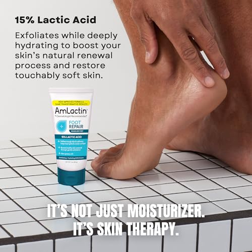 AmLactin Foot Repair Cream - Therapeutic Foot Cream for Dry Cracked Heels and Feet - No-Scrub Exfoliator and Moisturizer with 15% Lactic Acid AHA - 3 oz (Packaging May Vary)?