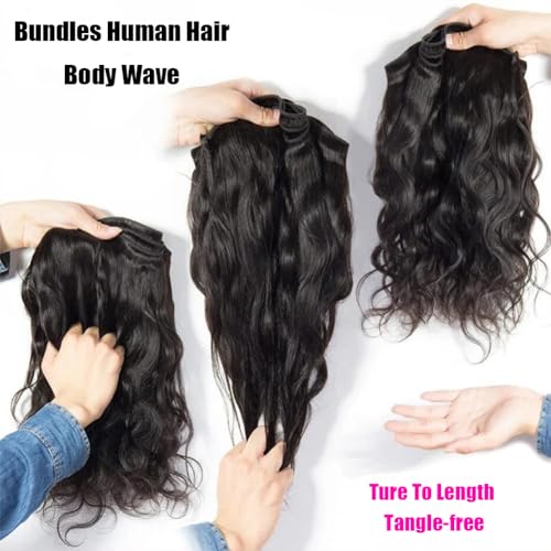 14A Human Hair Bundles 24 Inch Body Wave Bundles 100% Unprocessed Brazilian Virgin Hair 1 Bundle Body Wave Human Hair Extensions Quick Weave